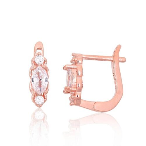 Silver earrings with 'english' lock with Zirkons