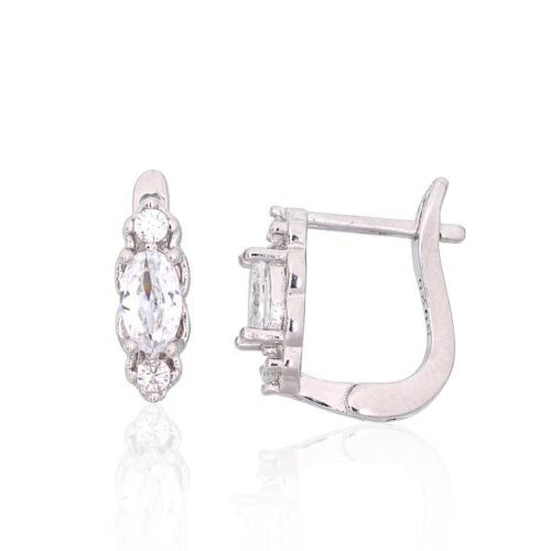Silver earrings with 'english' lock with Zirkons