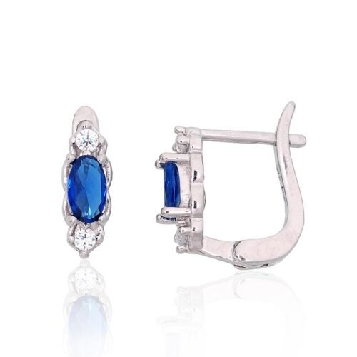 Silver earrings with 'english' lock with Zirkons
