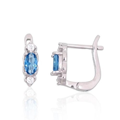 Silver earrings with 'english' lock with Zirkons