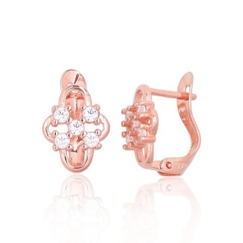 Silver earrings with 'english' lock with Zirkons