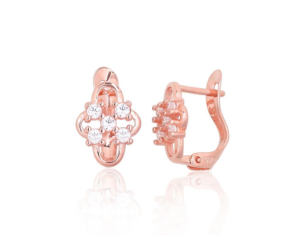 Silver earrings with 'english' lock with Zirkons