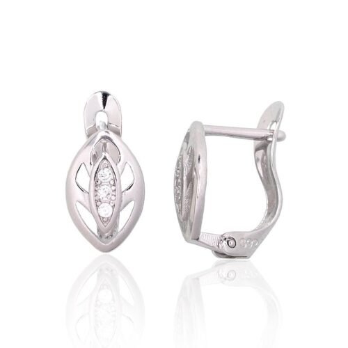 Silver earrings with 'english' lock with Zirkons