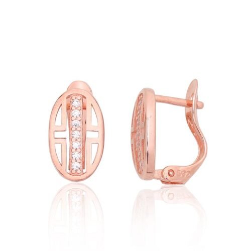 Silver earrings with 'english' lock with Zirkons