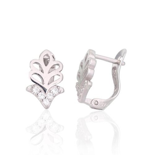 Silver earrings with 'english' lock with Zirkons