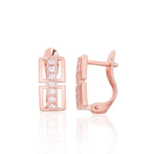 Silver earrings with 'english' lock with Zirkons