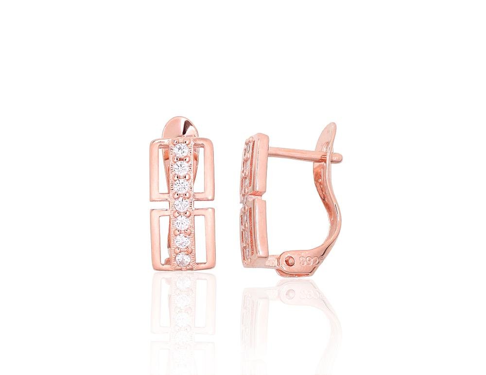 Silver earrings with 'english' lock with Zirkons