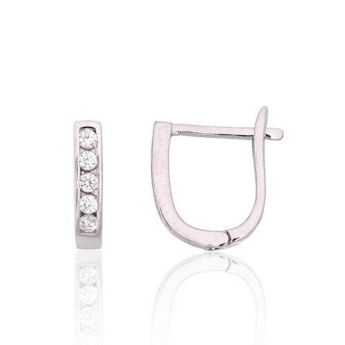 Silver earrings with 'english' lock with Zirkons