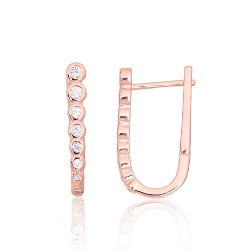 Silver earrings with 'english' lock with Zirkons