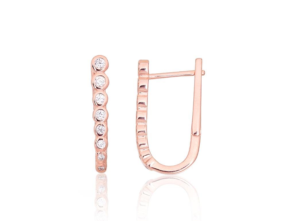 Silver earrings with 'english' lock with Zirkons