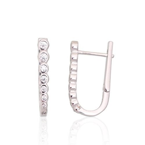 Silver earrings with 'english' lock with Zirkons
