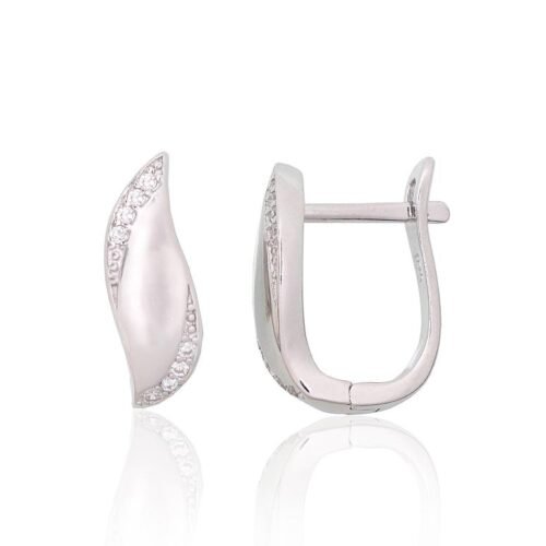 Silver earrings with 'english' lock with Zirkons