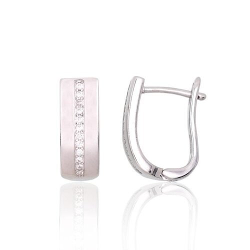 Silver earrings with 'english' lock with Zirkons