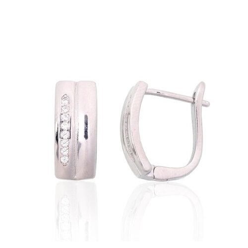 Silver earrings with 'english' lock with Zirkons