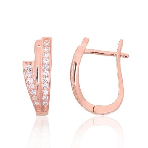Silver earrings with 'english' lock with Zirkons