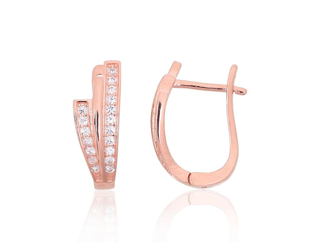 Silver earrings with 'english' lock with Zirkons