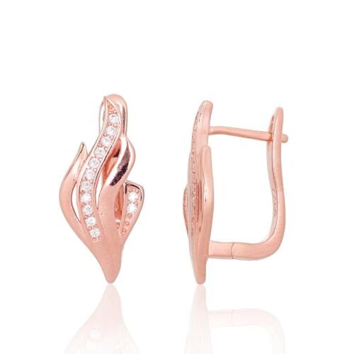 Silver earrings with 'english' lock with Zirkons