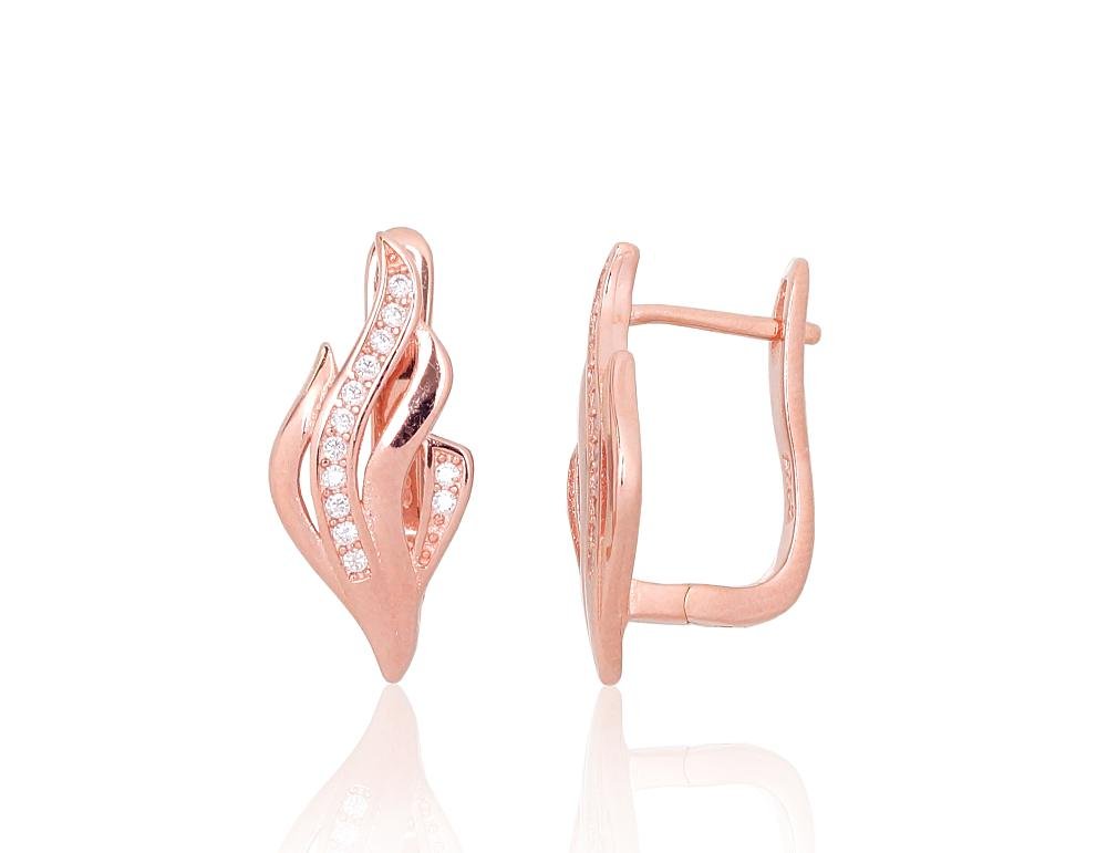 Silver earrings with 'english' lock with Zirkons
