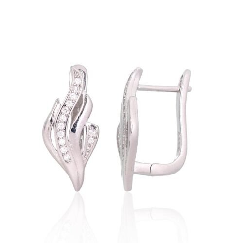 Silver earrings with 'english' lock with Zirkons