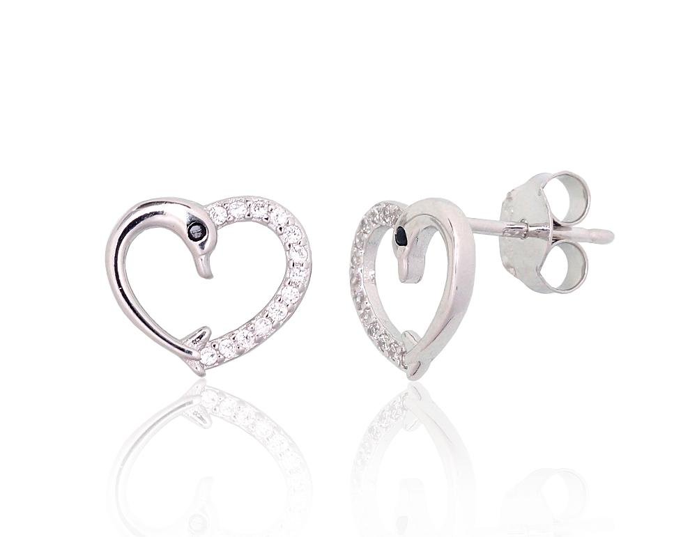 Silver stud earrings with Zirkons