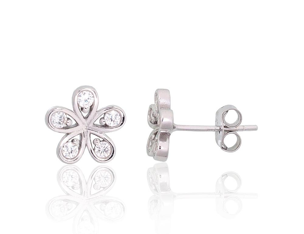 Silver stud earrings with Zirkons