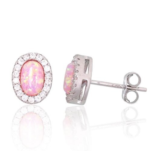 Silver stud earrings with Zirkons , Opalit