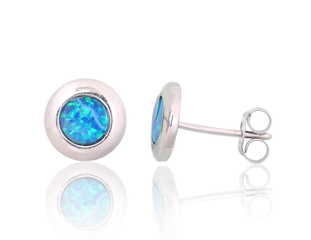 Silver stud earrings with Opalit