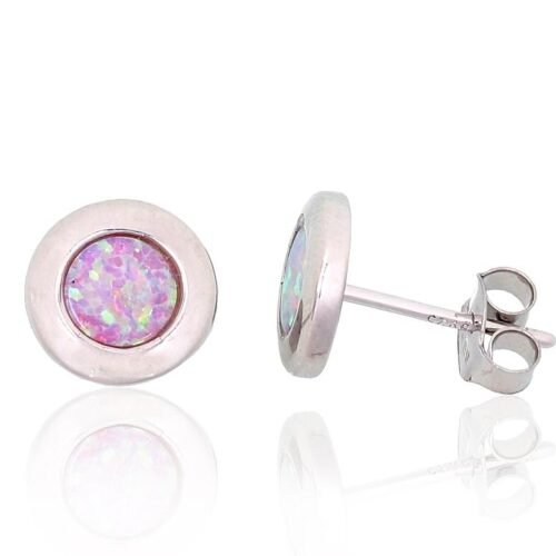 Silver stud earrings with Opalit