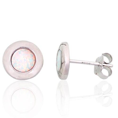 Silver stud earrings with Opalit