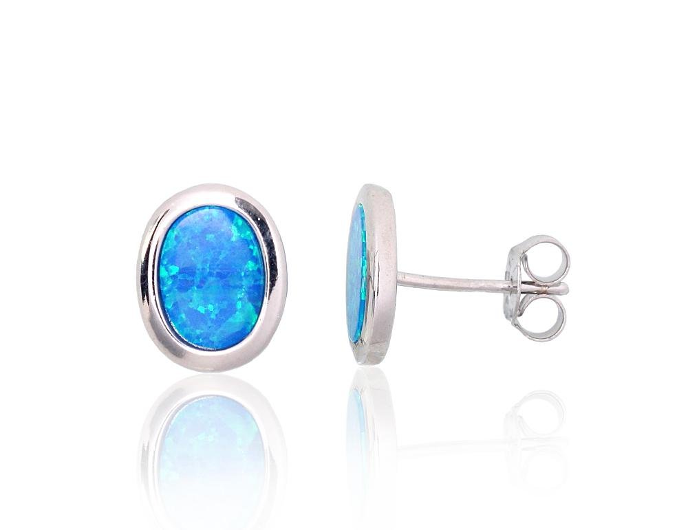 Silver stud earrings with Opalit