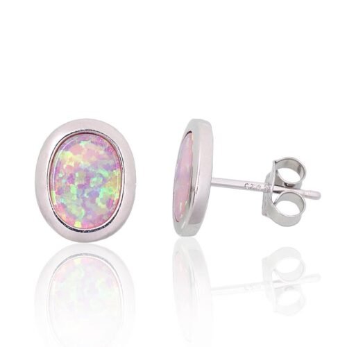 Silver stud earrings with Opalit