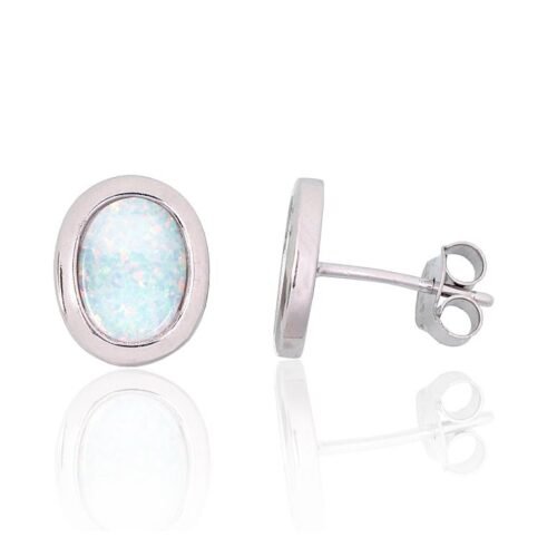 Silver stud earrings with Opalit