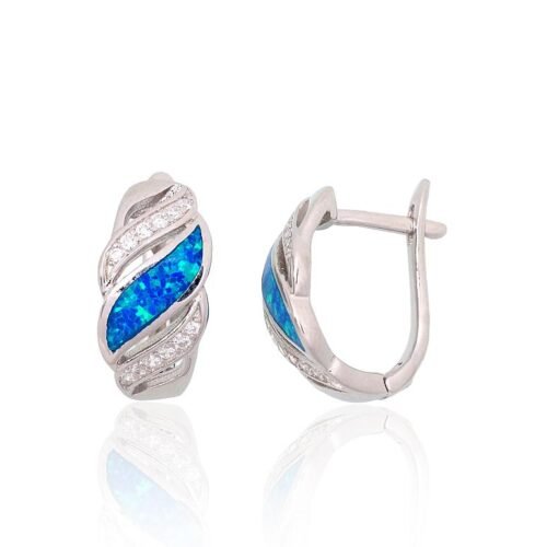 Silver stud earrings with Zirkons , Opalit