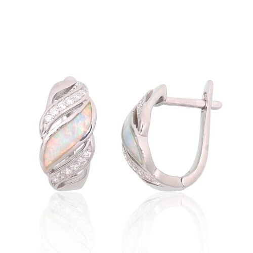 Silver stud earrings with Zirkons , Opalit