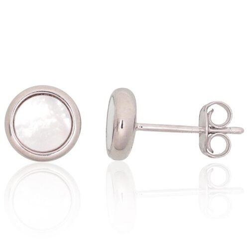 Silver stud earrings with Mother-of-pearl