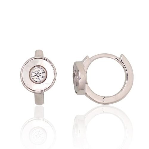 Silver hoop earrings with Zirkons , Mother-of-pearl