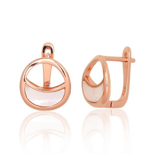 Silver earrings with 'english' lock with Mother-of-pearl