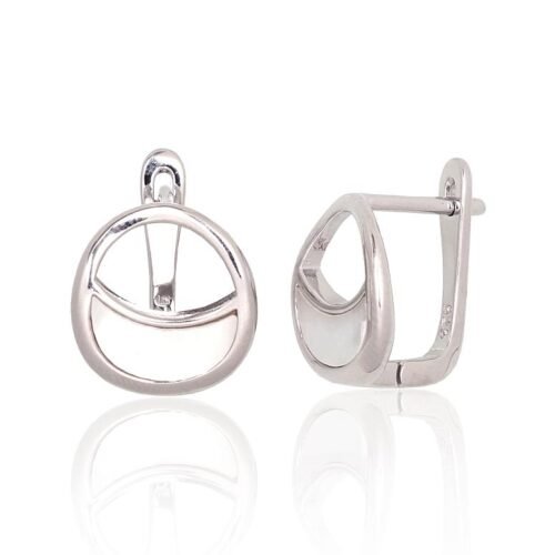 Silver earrings with 'english' lock with Mother-of-pearl