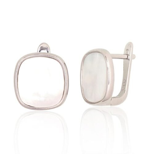 Silver earrings with 'english' lock with Mother-of-pearl