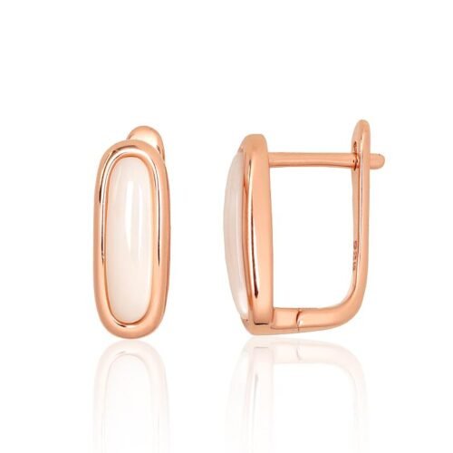 Silver earrings with 'english' lock with Mother-of-pearl