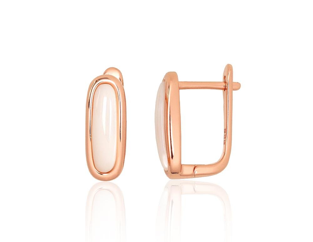 Silver earrings with 'english' lock with Mother-of-pearl