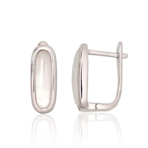 Silver earrings with 'english' lock with Mother-of-pearl