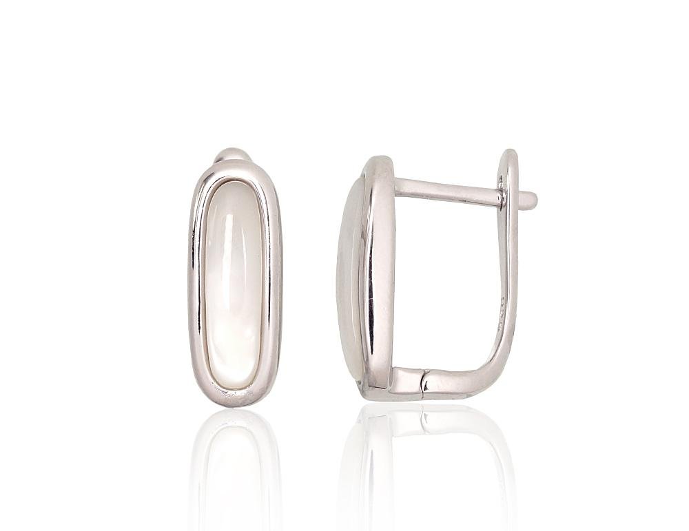 Silver earrings with 'english' lock with Mother-of-pearl