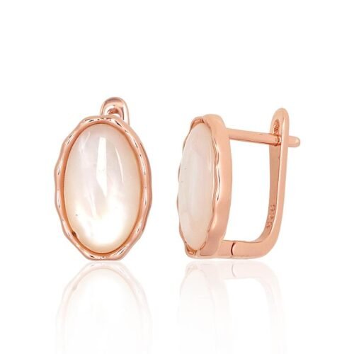 Silver earrings with 'english' lock with Mother-of-pearl