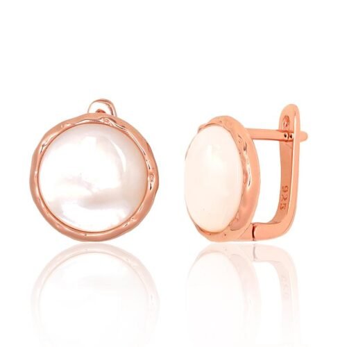 Silver earrings with 'english' lock with Mother-of-pearl