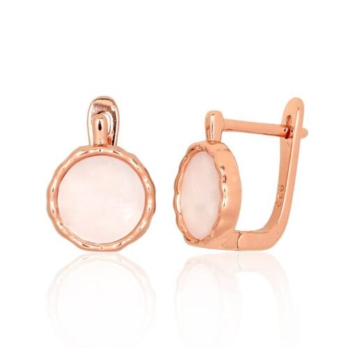 Silver earrings with 'english' lock with Mother-of-pearl