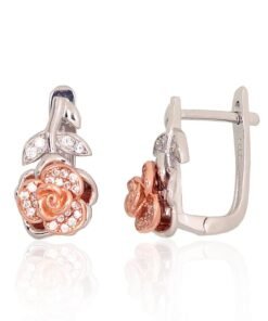 Silver earrings with 'english' lock with Zirkons