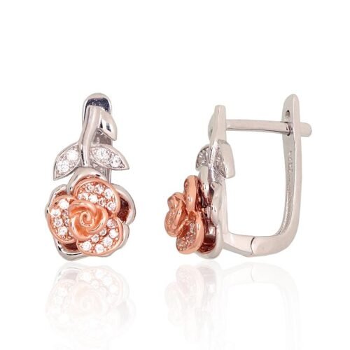 Silver earrings with 'english' lock with Zirkons