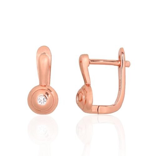 Silver earrings with 'english' lock with Zirkons