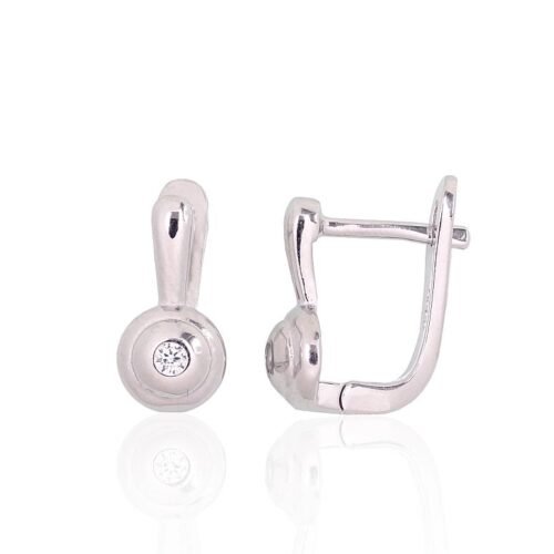 Silver earrings with 'english' lock with Zirkons